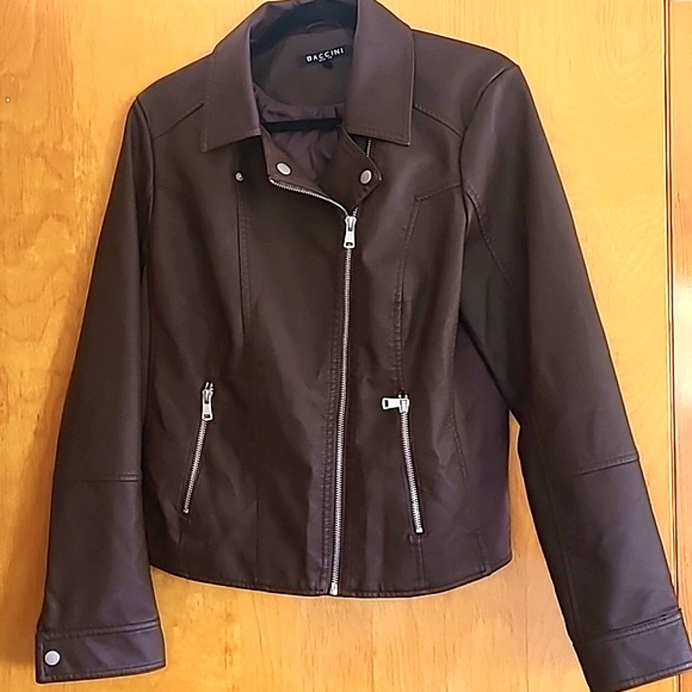 Womens L Baccini Faux Leather Moto Jacket (Never worn)